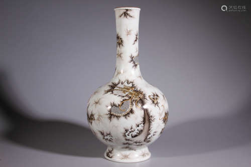 A Dragon Pattern with Poems Porcelain Vase