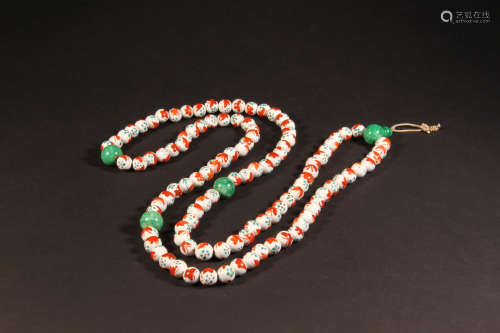 A Red Butterfly Pattern Prayer Beads Necklace
