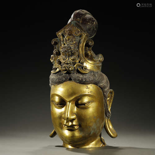 ANCIENT CHINESE,GILT-BRONZE BUDDHA HEAD