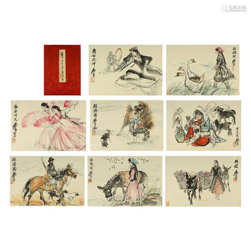 HUANG ZHOU,CHINESE PAINTING AND CALLIGRAPHY ALBUM