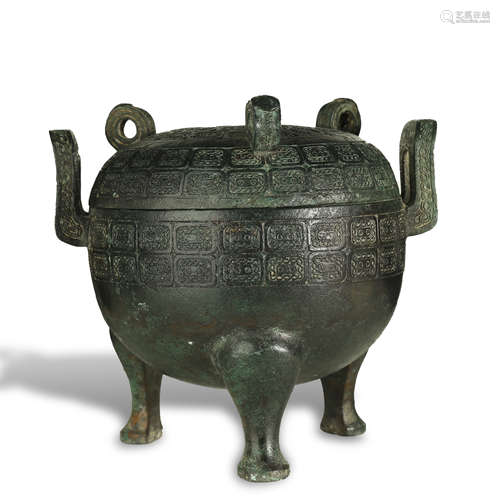 WARRING STATES PERIOD,BRONZE RITUAL WINE VESSEL(DING)