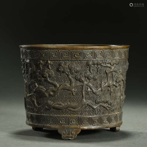 QING DYNASTY,BRONZE TRIPOD CENSER