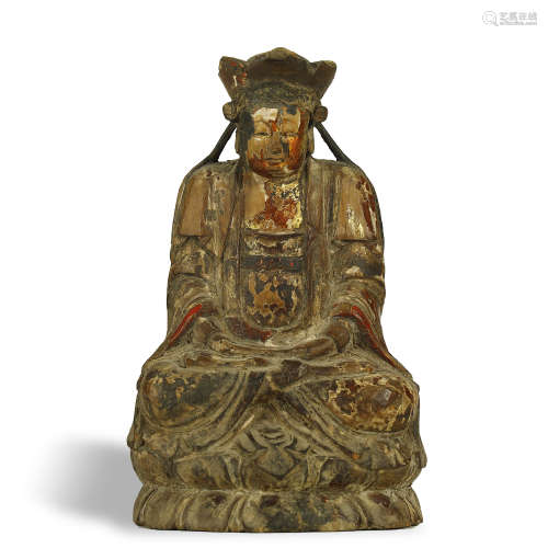 QING DYNASTY,GILT-LACQUERED WOOD BUDDHA STATUE