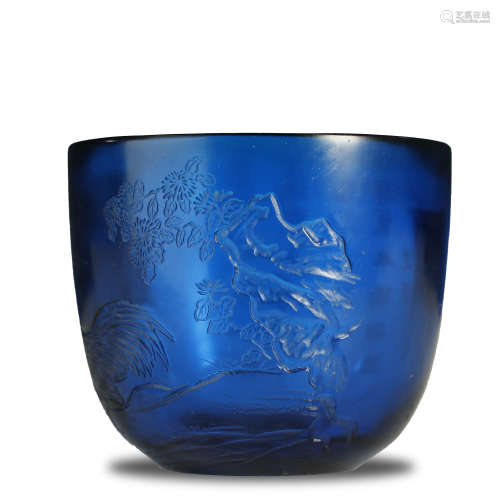 QING DYNASTY,BLUE GLASS CUP
