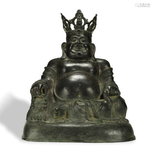 A LARGE BRONZE BUDDHA STATUE,MING DYNASTY