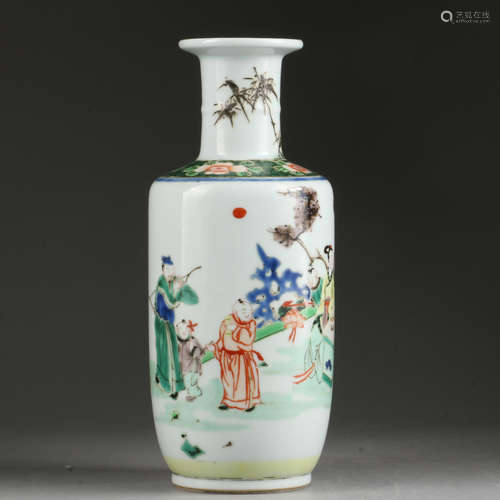 QING DYNASTY,FAMILLE-ROSE FIGURE VASE