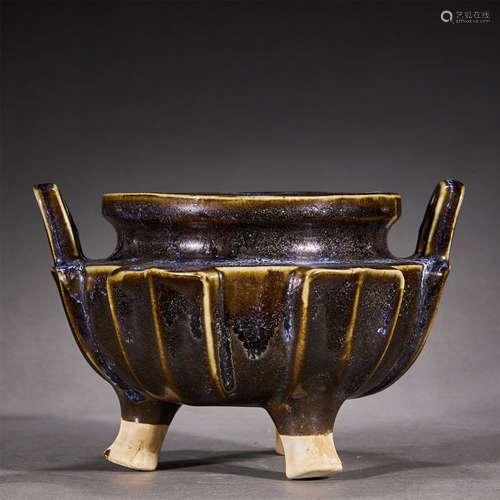 A BROWN GROUND GLAZED TRIPOD CENSER,SONG DYNASTY