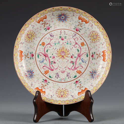 FAMILLE-ROSE PLATE,QING DYNASTY