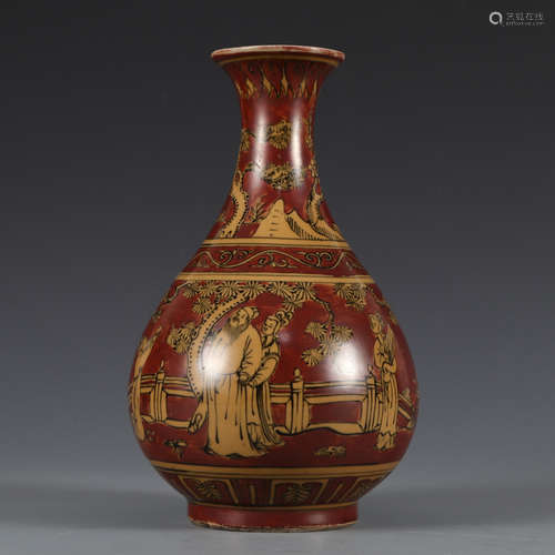 IRON-RED FIGURE VASE,QING DYNASTY