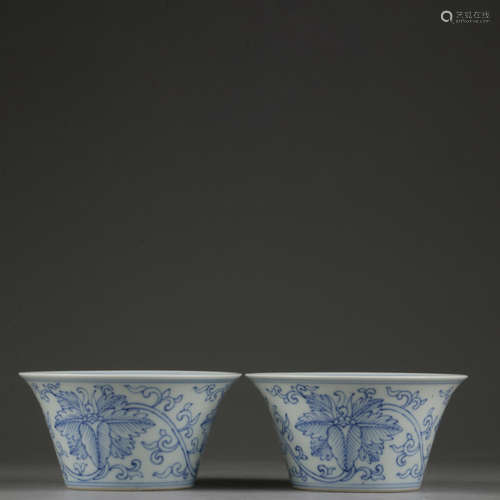 QING DYNASTY,A PAIR OF BLUE AND WHITE CUPS