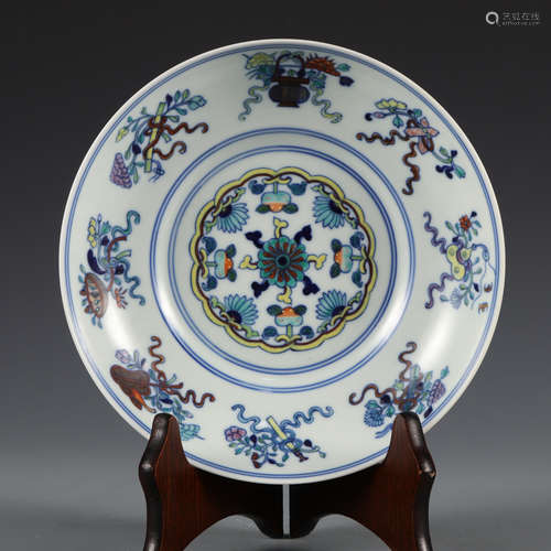 QING DYNASTY,DOUCAI PORCELAIN DISH