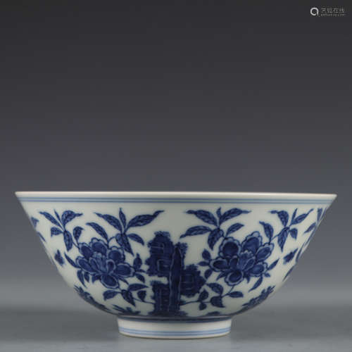 BLUE AND WHITE GLAZED BOWL,QING DYNASTY