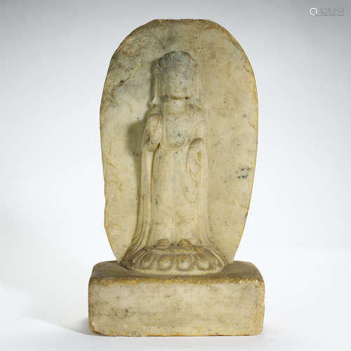 ANCIENT CHINESE,MARBLE CARVED BUDDHA STATUE