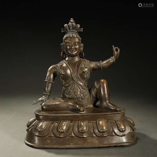 OLD TIBETAN ALLOY BRONZE BUDDHA STATUE,ABOUT 8th-12th CENTUR...