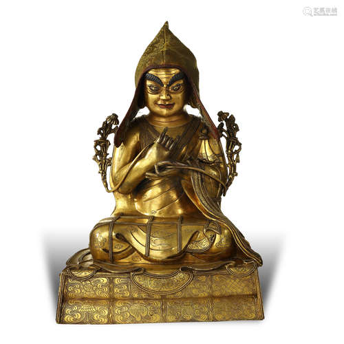 QING DYNASTY,GILT-BRONZE BUDDHA STATUE