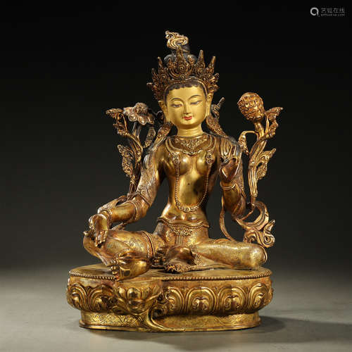 A FINE GILT-BRONZE BUDDHA STATUE,QING DYNASTY