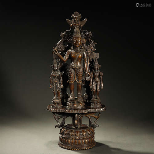 OLD TIBETAN ALLOY BRONZE BUDDHA STATUE,ABOUT 8th-12th CENTUR...