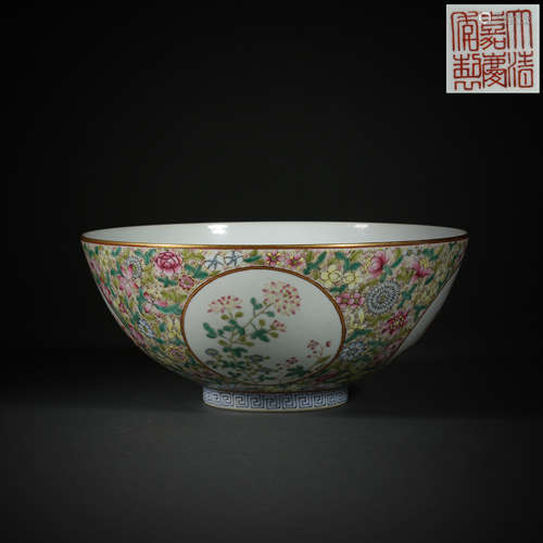 FAMILLE ROSE LARGE BOWL, QING DYNASTY