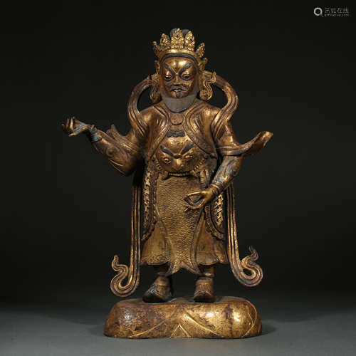 GILDED BRONZE STATUE, QING DYNASTY