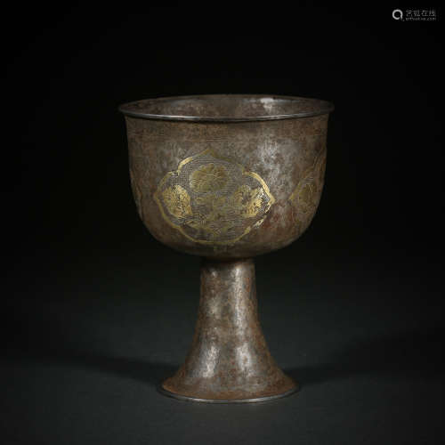 CHINESE SILVER GILT CUP, YUAN DYNASTY