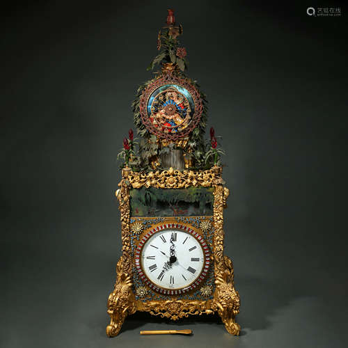 CHINESE QING DYNASTY GILT BRONZE COURT CLOCK