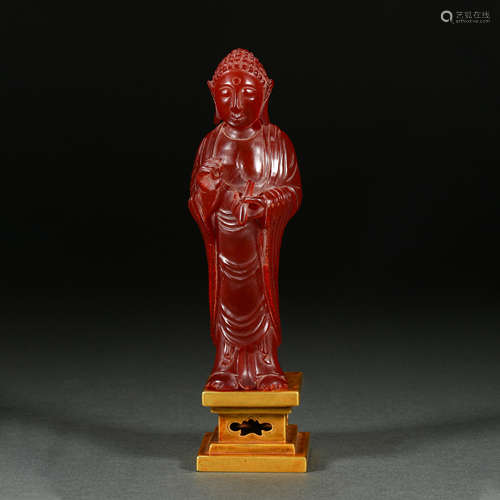 CHINESE BEESWAX BUDDHA STATUE, LIAO DYNASTY, GOLDEN SEAT