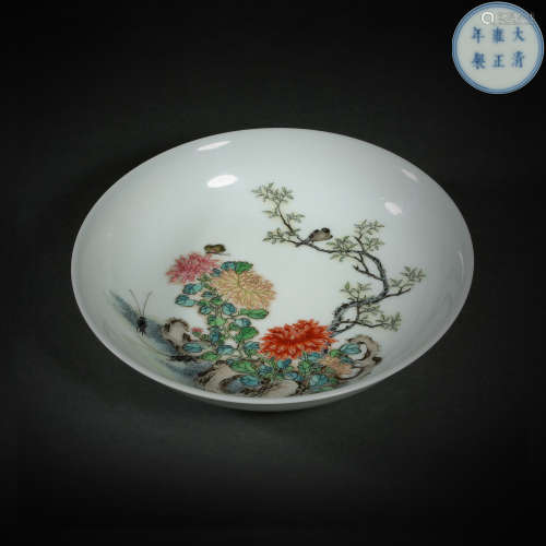 CHINESE FAMILLE ROSE PLATE, QING DYNASTY
