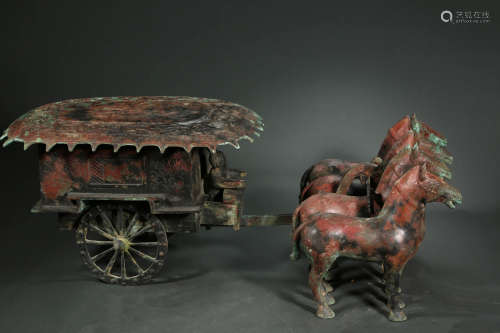 BRONZE HORSE-DRAWN CARRIAGE, HAN DYNASTY OF CHINA