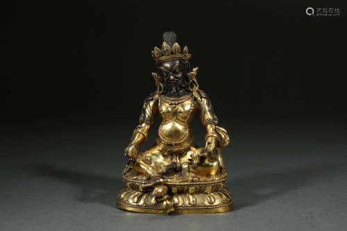 CHINESE GILT BRONZE STATUE, QING DYNASTY