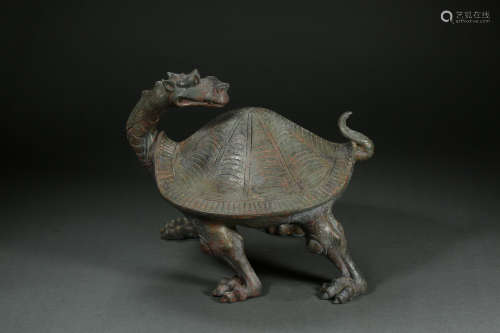 CHINESE BRONZE DRAGON TURTLE, TANG DYNASTY