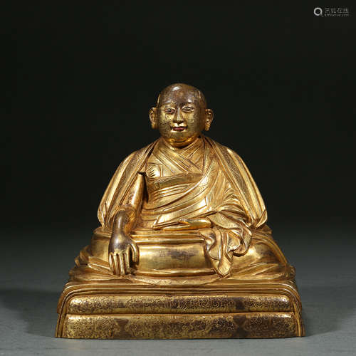 CHINESE GILT BRONZE GURU, QING DYNASTY