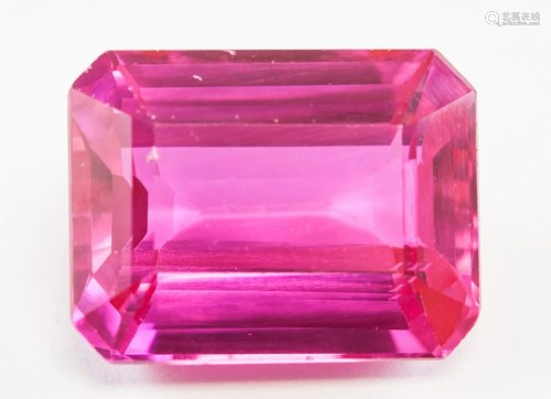 21.50ct Emerald Cut Pink Natural Ruby GGL