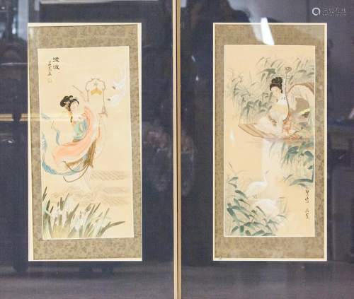 Pair of Framed Chinese Watercolor Paintings