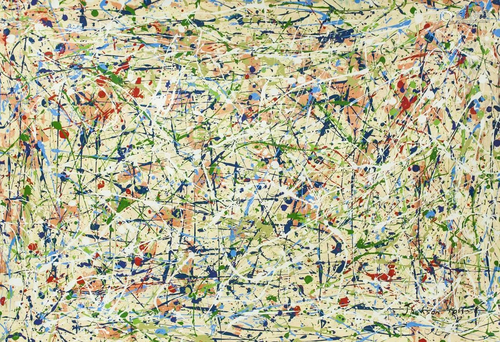 American Acrylic on Canvas Signed Jackson Pollock