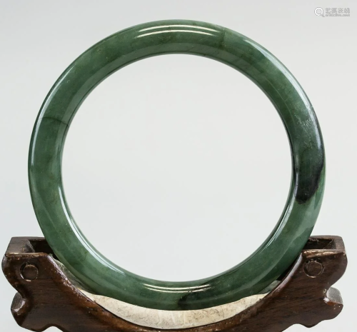 Burma Green Jadeite Bangle with COA