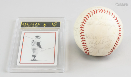 1965 Baseball w/ Playing Card Signed Mickey Mantle