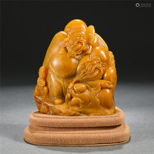A CHINESE SOAP STONE ORNAMENTS