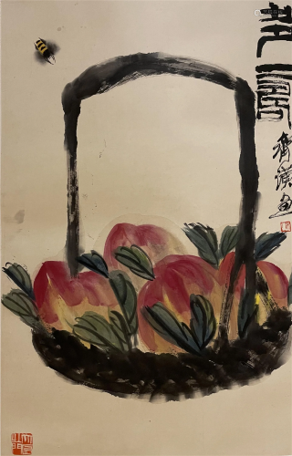 A CHINESE PAINTING OF PEACHES