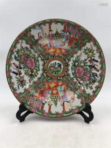 A CHINESE CANTON ENAMEL FLOWERS PATTERN PORCELAIN DISH