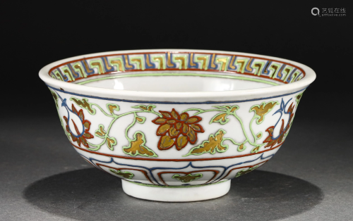 A CHINESE PAINTED FLOWER PATTERN PORCELAIN BOWL