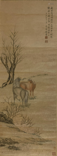 A CHINESE PAINTING OF FINE HORSES