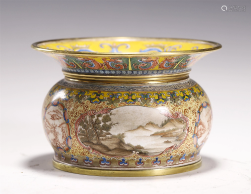 A CHINESE PAINTED ENAMEL FLOWERPOT