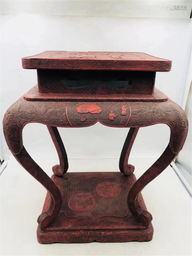 A CHINESE CARVED FIGURE STORY INCENSE TABLE