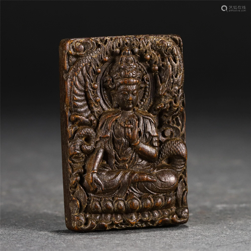 A CHINESE AGARWOOD BUDDHIST PLAQUE