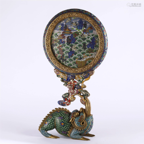 A CHINESE CLOISONNE ROUND TABLE SCREEN
