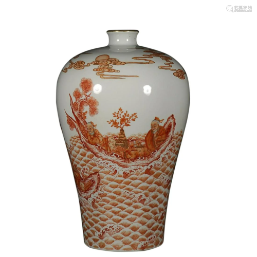 IRON-RED 'FIGURE STORY' MEIPING VASE