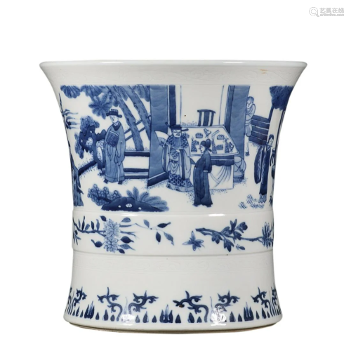 BLUE & WHITE 'FIGURE STORY' VASE