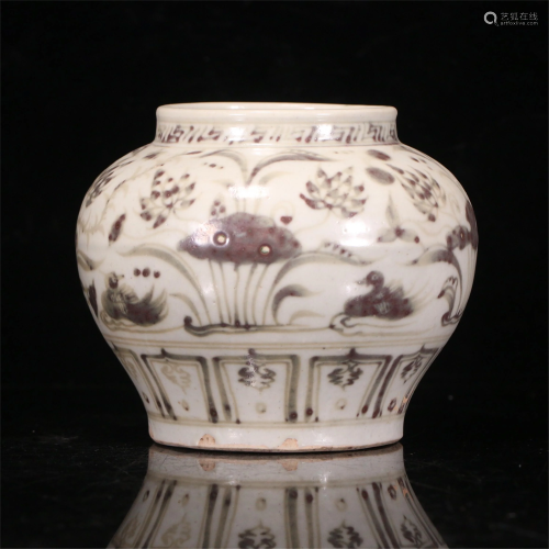 A CHINESE RED UNDER GLAZE PORCELAIN COLORFUL PAINTING