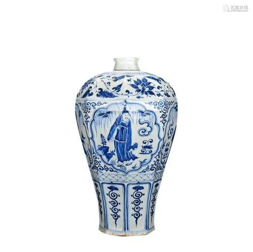 BLUE & WHITE 'FIGURAL' MEIPING VASE