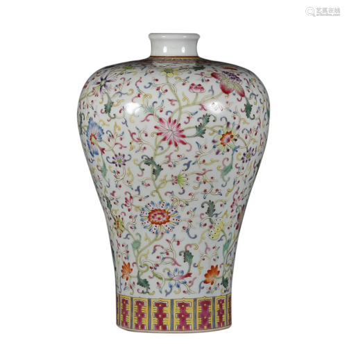 FAMILLE-ROSE 'FLORAL' MEIPING VASE